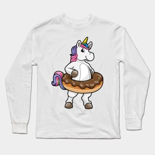 Happy unicorn in a chocolate donat Long Sleeve T-Shirt